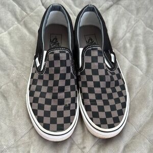 Vans Classic Black and Gray Checkered Slip-Ons Womens 9